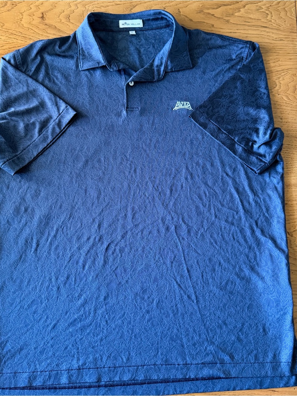 ⁠Peter Millar Summer Comfort Polo Shirt Mens L Blue Skull Jacquard Avila Golf
